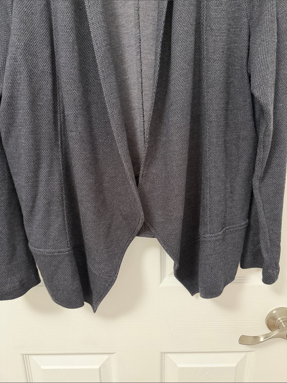 Eileen Fisher Charcoal Black Open Front Draped Cardigan Jacket - Size XL - Picture 4 of 11